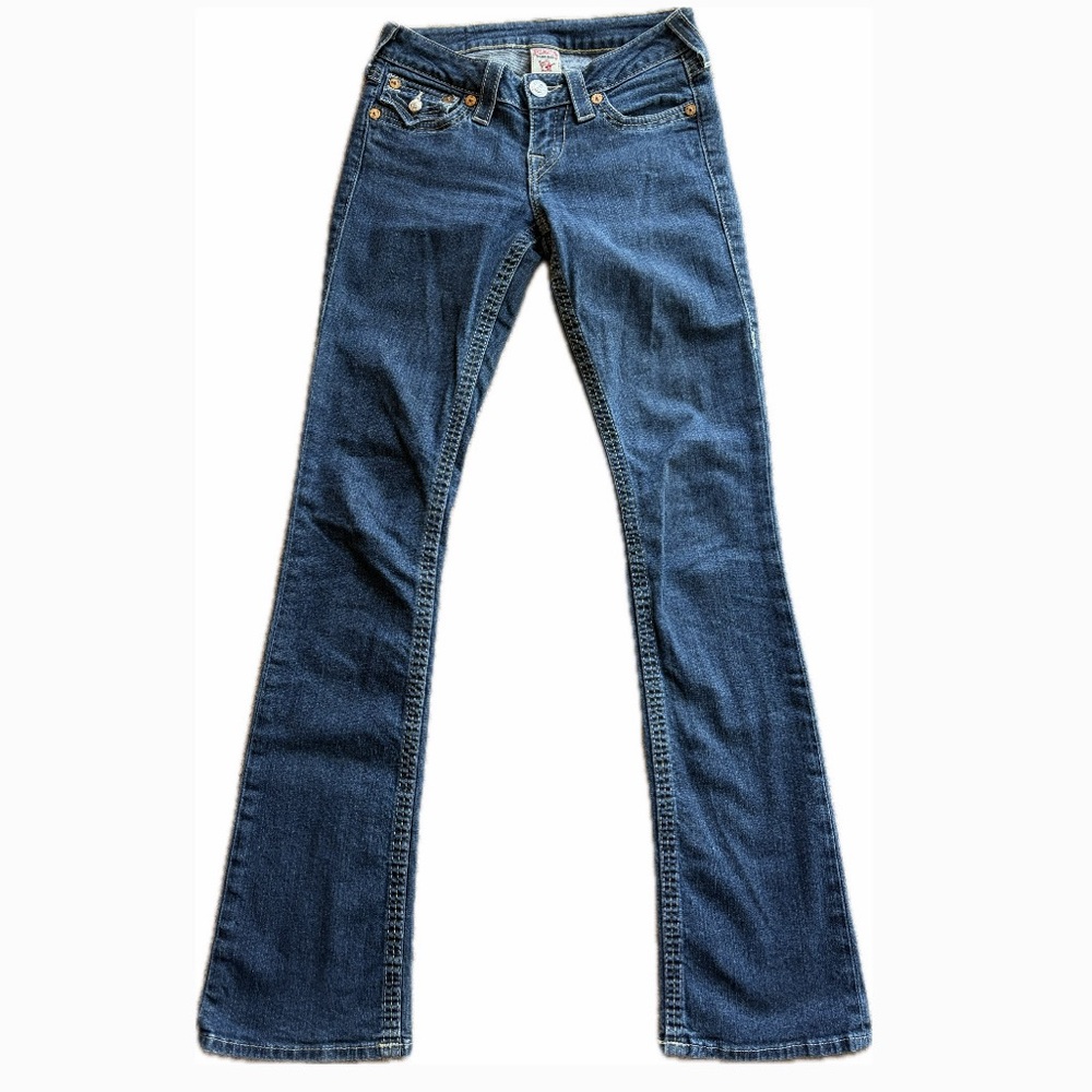 True Religion Low Rise Bootcut Blue Denim Jeans Y2K Vintage Vampire Diaries 25